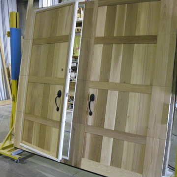 Custom Wood Face WalkThru Garage Doors