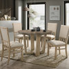 Brutus Walnut 5 Piece 47"W Round Dining Set, Wheat Colored Fabric Chairs