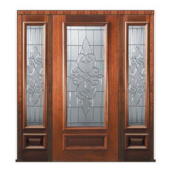 Prehung Sidelights Door 80 Wood Mahogany Courtlandt 3/4 Lite Glass - Front Doors