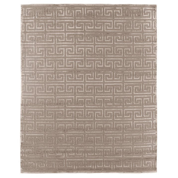 Metro Velvet Hand-Knotted New Zealand Wool and Viscose Beige Area Rug, 8'x10'