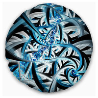 Blue Spiral Fractal Design Abstract Throw Pillow, 16" Round