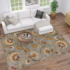 Fairfield Transitional Floral Blue Rectangle Area Rug, 8' x 10'