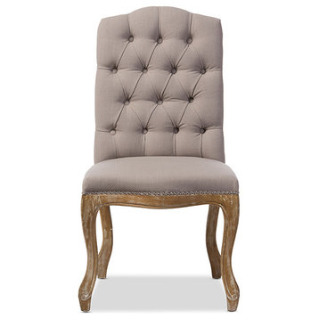 Hudson Beige Fabric Button-Tufted Upholstered Dining Chair
