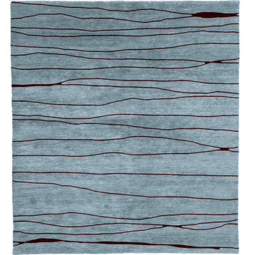Radiate Waves Wool Hand Knotted Tibetan Rug, 5'x8'