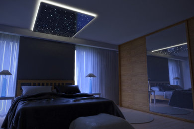 Fibre optic star ceilings for bedrooms - black rectangular panel with twinkling