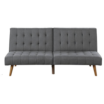 Ara 71" Adjustable Futon Sofa Bed, Plush Cushioning, Tapered Legs, Gray
