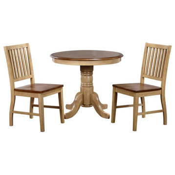 Sunset Trading Brook 3PC 36" Dining Set with Slat Back Wood Chairs in Cream