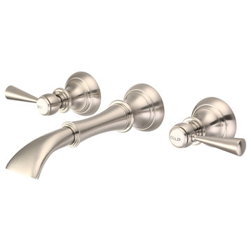 Waterfall Style Wall-Mounted Lavatory Faucet, Brushed Nickel, Torch Lever
