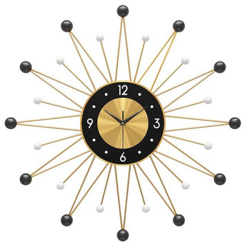 Modern Designed Big Silent Wall Clock, Gold / Black