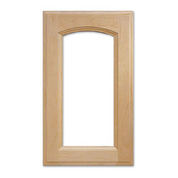Merlot Glass Cabinet Door from CabinetNow.com shown in Maple - Kitchen Cabinetry