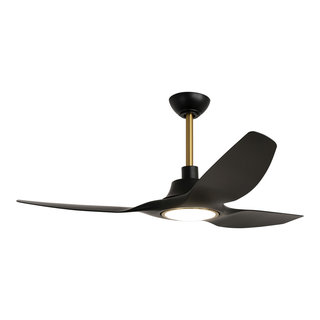 Transitional Ceiling Fans 52-inch Modern Black LED Smart Ceiling Fan with Remote - Transitional ...