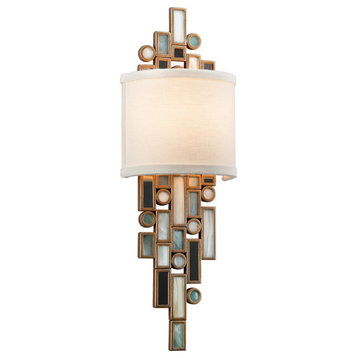 Dolcetti Wall Sconce, Dolcetti Silver Finish, Mixed Shells, Crystal