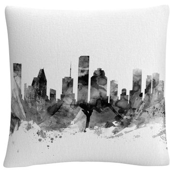 Michael Tompsett 'Houston Texas Skyline BandW' Decorative Throw Pillow