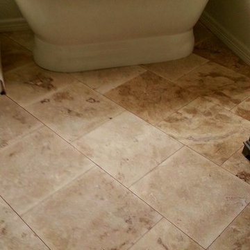 Travertine Bathroom Floor Installation