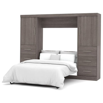 Atlin Designs 109" Engineered Wood Full Wall Bed Kit in Bark Gray