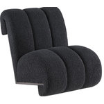 Meridian Furniture - Swoon Faux Sheepskin Upholstered Accent Chair, Black, Black Oak Veneer - Take comfort to a whole new level with this Swoon black faux sheepskin accent chair. Its black oak veneer frame is sturdy and durable, while its extra padded seat upholstered with faux sheepskin with deep channel tufting provides you with an ultra-comfortable place to kick back and relax after a hard day, or gives you extra space for guests to sit while visiting. Its curved, contemporary design is a unique addition to any home, especially those with a modern aesthetic.