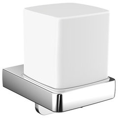 Loft 0531.001.00 Wall Mounted Satin Crystal Glass Soap Dispenser and  Toothbrush Holder Set, Polished Chrome Holder and Pump