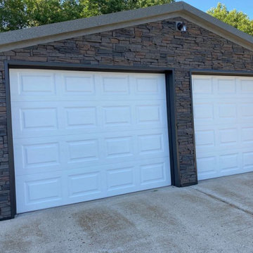 DIY Garage Siding with Coffee Stacked Stone