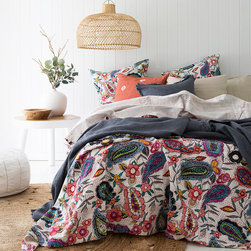 Multicolour Paisley Floral Kantha Bedspread / Throw - Comforters And Comforter Sets