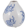 Ceramic 5"H Chinoiserie Bud Vase, Blue/White
