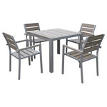 CorLiving Distribution LLC - CorLiving Gallant 5-Piece Sun Bleached Gray Outdoor Dining Set - Relax in style with this comfortable 5pc dining set from CorLiving. The sleek lines and powder coated aluminum frame of the PJR-573-Z2 create an elegant look, while the wide slat surface offers a comfortable seat. Constructed from durable engineered polymer material, this set has the appearance of bleached wood without the necessary upkeep and is UV resistant which prevents discoloration. This set is expertly constructed to withstand a range of climates.