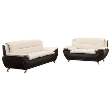Oreo Black and Beige Living Room Collection, Sofa and Loveseat