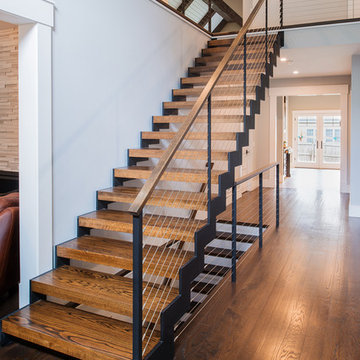 Interior Floating Stairs and Cable Railings