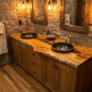 Customizable Live Edge English Chestnut Vanity Tops, Made-To-Order