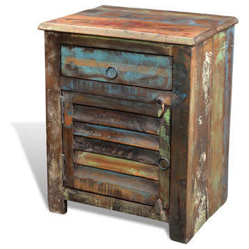vidaXL End Table w/ 1 Drawer 1 Door Reclaimed Wood Side Storage Cabinet Stand