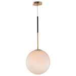 Maxim Lighting - Vesper 1-Light Pendant - Inspired by both Mid Century Modern and Scandinavian Contemporary this collection spans a large breadth of today's interior design. Straight tubing finished in Satin Brass supports hand blown Satin White cased glass globes. Black accents of metal and Black marble add dramatic detail and upscale appeal.