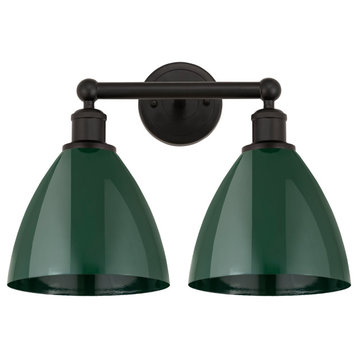 Plymouth Dome 17" Bath Vanity Light, Oil Rubbed Bronze, Green Shade