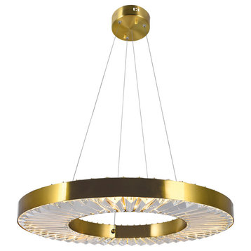 CWI LIGHTING 1219P24-1-625 LED Chandelier with Brass Finish