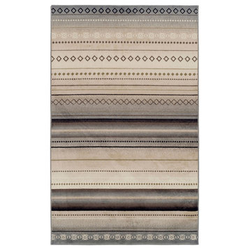 8' X 10' Gray Southwest Geometric Stain Resistant Area Rug