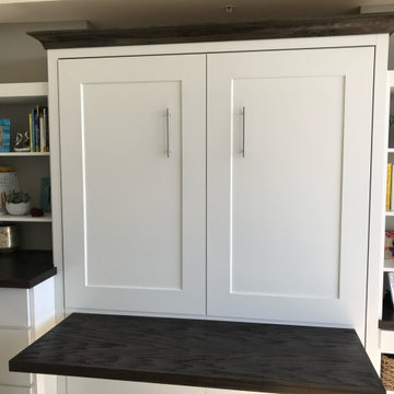 Custom Built Vertical Queen Murphy Bed with Fold-Down Desk & Two Tone Finish