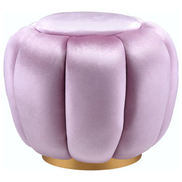 Heiress Ottoman, Bubblegum Pink Velvet