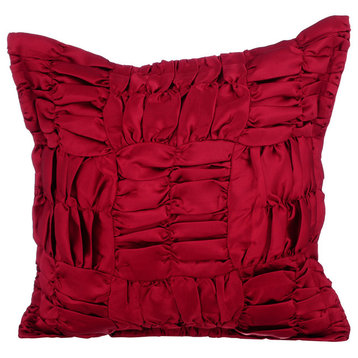 Red Decorative Pillow Covers 18"x18" Satin, Dreamy Ruby Red