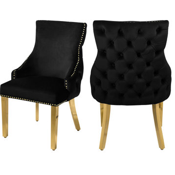 The Sovereign Dining Chair, Set of 2, Black Velvet