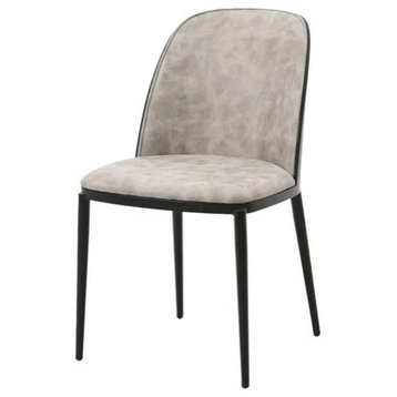Dining Chair, Steel Frame With Padded Seat & Curved Back, Black/Charcoal
