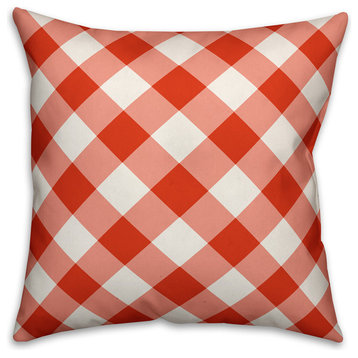 Red Plaid Throw Pillow Cover, 16"x16"