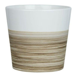 5 in. White Bamboo Flare Ceramic Pot - Indoor Pots And Planters