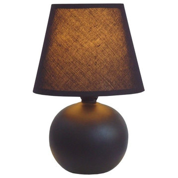 Sturdy And Simple Designs Mini Ceramic Globe Table Lamp, Black