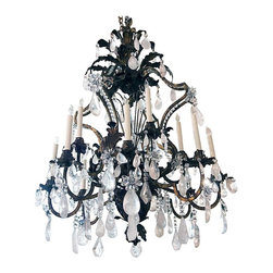 NESLE French Provincial Louis XV Style Iron and Rock Crystal 12-Light Chandelier - Products
