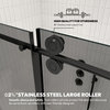 Echarri Single Sliding Frameless Shower Door, Tinted Glass, Matte Black, 48" W X 78"h
