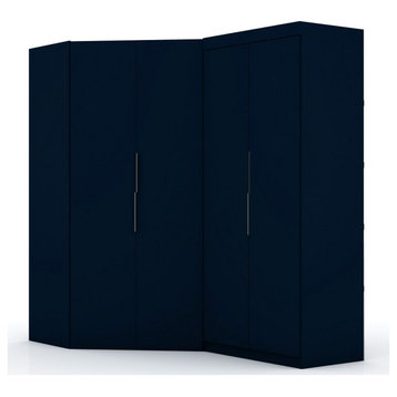 Sectional Corner Wardrobe Closet, Set of 2, Tatiana Midnight Blue