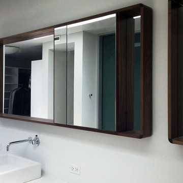modern walnut framed mirror