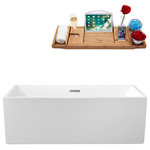 Streamline - 66" Streamline N-260-66FSWH-FM Soaking Freestanding Tub With Internal Drain - Submerge yourself in Streamline deepest soaking bathtub. This 66" white glossy bathtub is designed with an internal drain and can hold up to 90gallons of water. Its rectangular shape provided you more room to relax in comfort. FREE Bamboo Bathtub Caddy Included in Purchase!