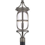 Progress Lighting - Morrison Collection 1-Light Post Lantern, Antique Pewter - The Morrison Collection post lantern blends delicate geometric patterns with lasting durability in a modern form. Intricate die cast aluminum construction is paired with clear glass and an Antique Pewter finish.