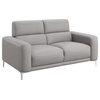 Coaster 2-Piece Contemporary Track Arm Upholstered Faux Leather Sofa Set in Gray
