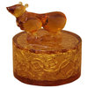Liuli Crystal Glass Golden Yellow Asian Zodiac Rat Pulling Money Perfume Bottle