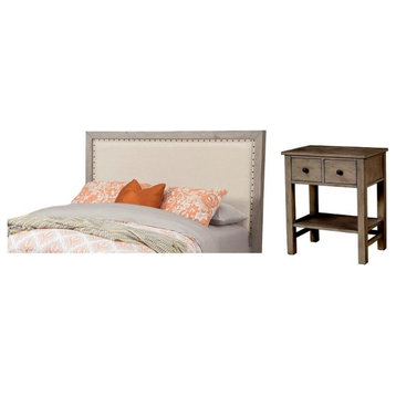 Home Square 2-Piece Set with Classic California King Headboard & Nightstand